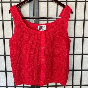 Red Cropped Sweater Tank